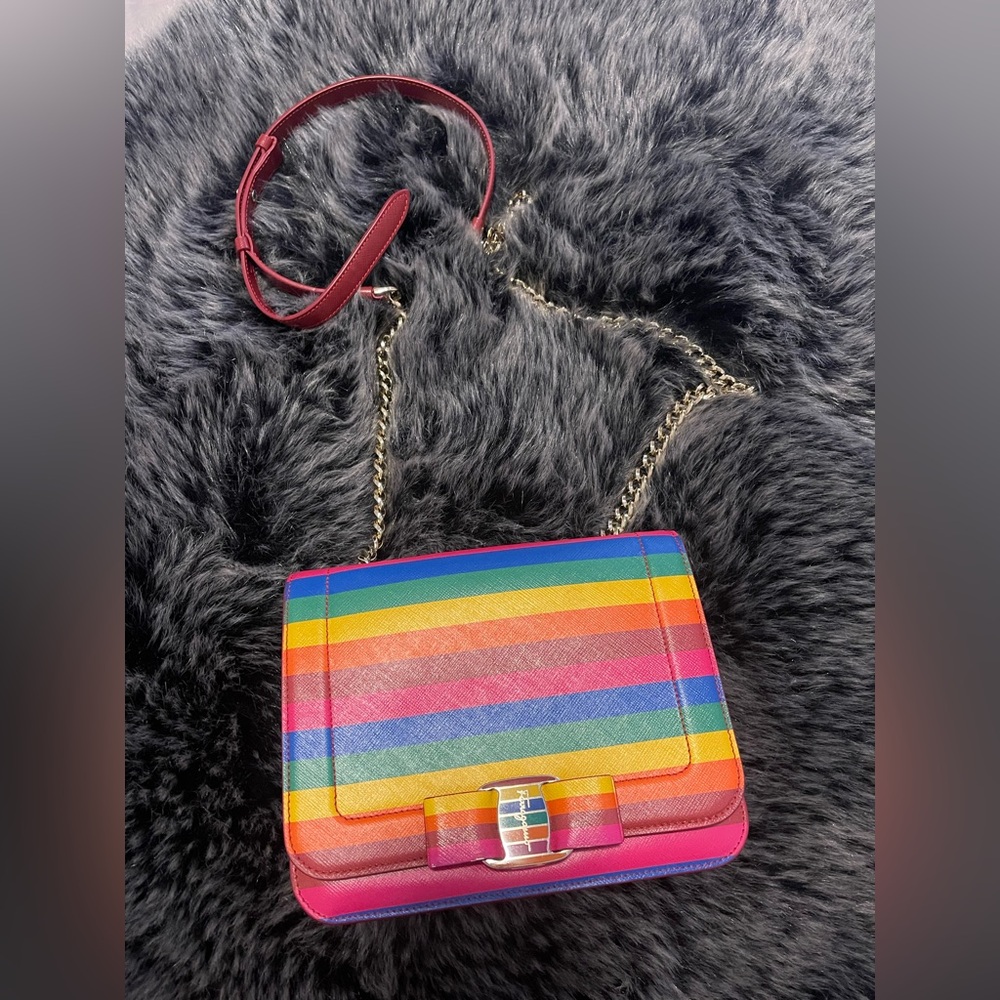 Salvatore Ferragamo Small Rainbow Striped Bag